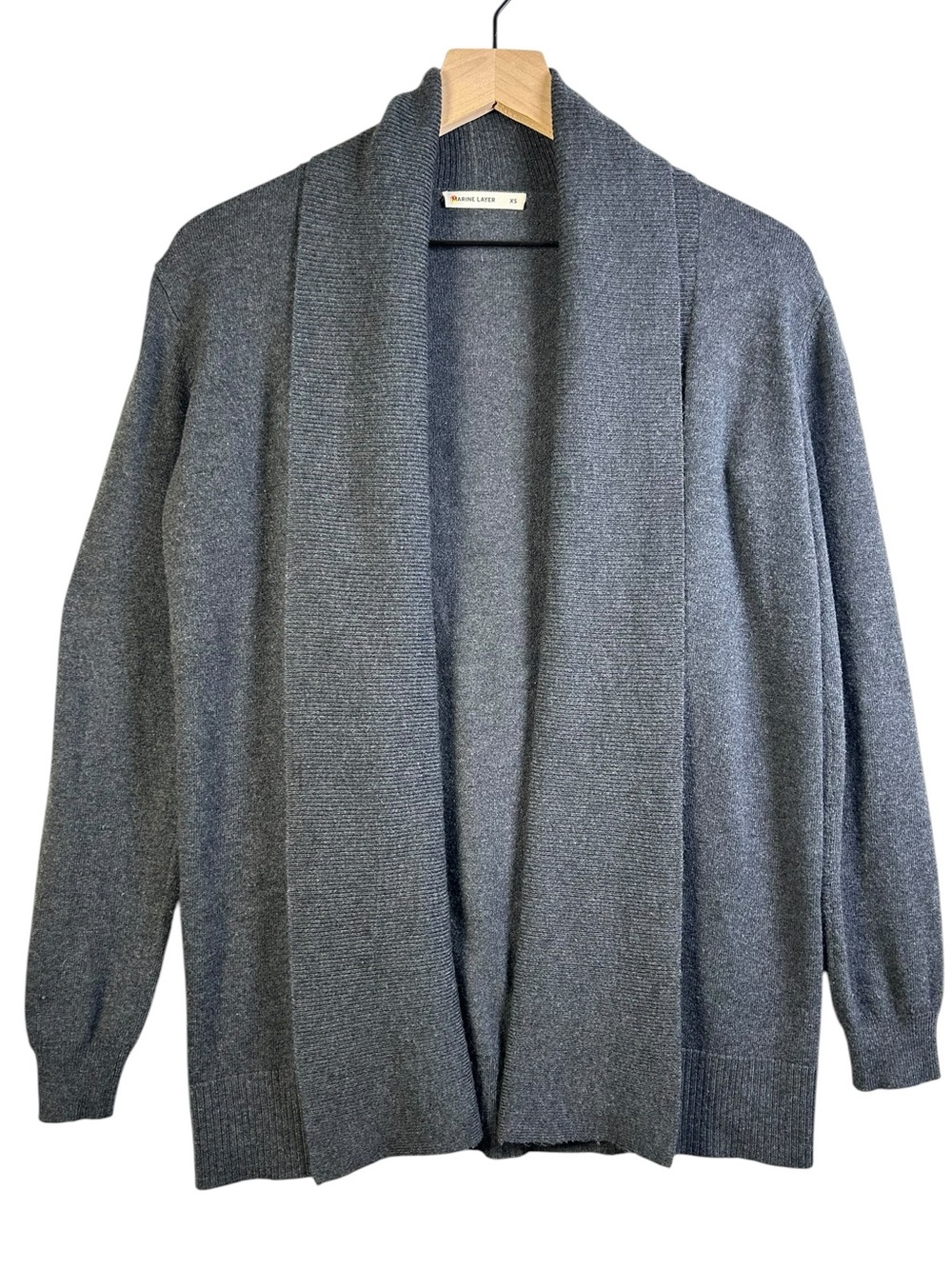 MARINE LAYER Mae Cardigan Charcoal Gray XS Cashmere Wool Blend